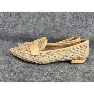 AGL Womens Size 8.5 Beige Woven Leather Loafers Made in Italy D548006 EU 38.5
